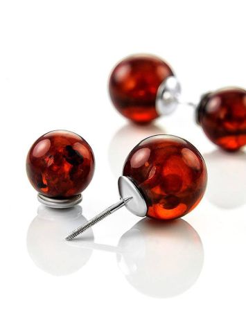Cherry Amber Earrings In Sterling Silver The Paris, image , picture 3