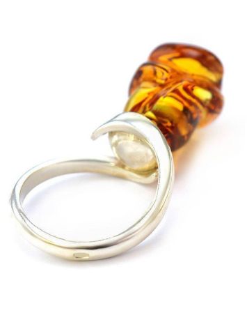 Carved  Amber Flower Ring in Sterling Silver The Rose, Ring Size: 8 / 18, image , picture 5