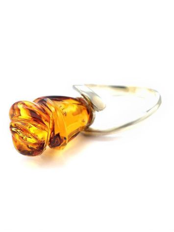 Carved  Amber Flower Ring in Sterling Silver The Rose, Ring Size: 7 / 17.5, image , picture 6