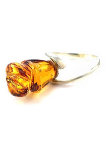 Carved  Amber Flower Ring in Sterling Silver The Rose, Ring Size: 8 / 18, image , picture 6