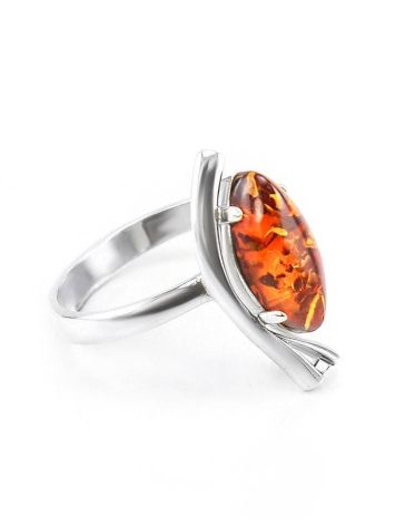 Lovely Amber Ring In Sterling Silver The Verbena, Ring Size: 9.5 / 19.5, image 