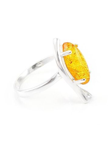 ​Nature Inspired Amber Ring In Sterling Silver The Verbena, Ring Size: 8.5 / 18.5, image 