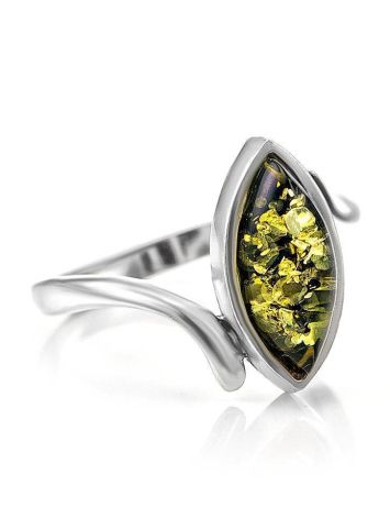 Lovely Green Amber Ring In Sterling Silver The Adagio, Ring Size: 11.5 / 21, image 