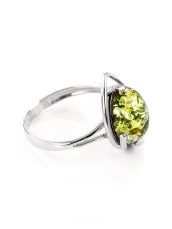 Bright Sterling Silver Ring With Green Amber The Selena, Ring Size: 5.5 / 16, image 