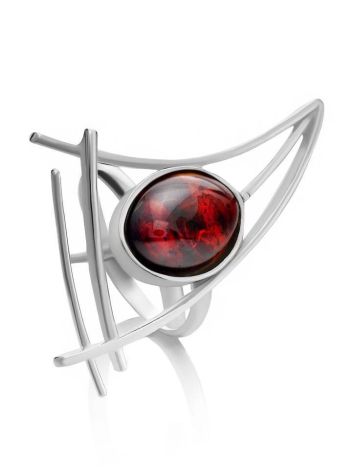Adjustable Amber Ring In Sterling Silver The Sail, Ring Size: Adjustable, image 