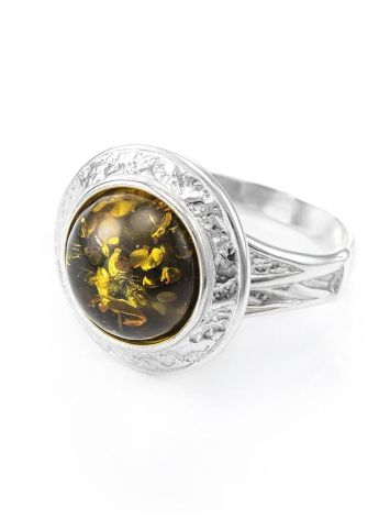 Cocktail Ring In Sterling Silver With Bright Green Amber The Hermitage, Ring Size: 5.5 / 16, image , picture 4