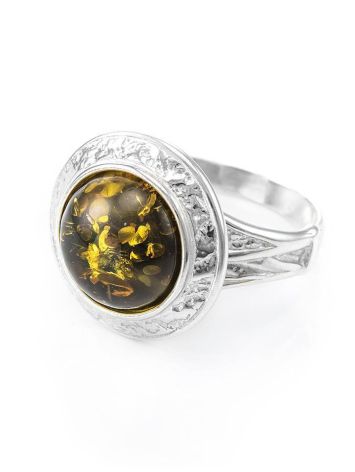Cocktail Ring In Sterling Silver With Bright Green Amber The Hermitage, Ring Size: 13 / 22, image , picture 4