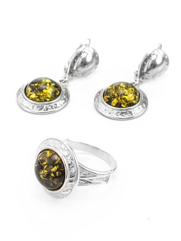 Cocktail Ring In Sterling Silver With Bright Green Amber The Hermitage, Ring Size: 13 / 22, image , picture 5
