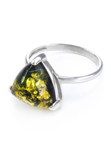 Elegant Green Amber Ring In Sterling Silver The Etude, Ring Size: 13 / 22, image , picture 4