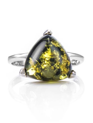Elegant Green Amber Ring In Sterling Silver The Etude, Ring Size: 13 / 22, image , picture 3
