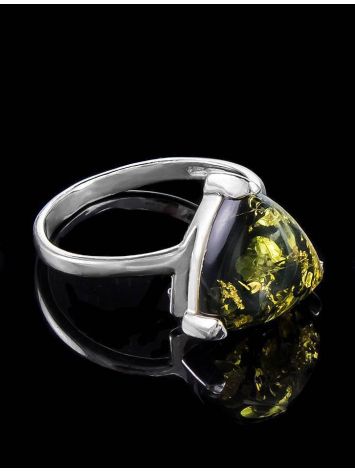Elegant Green Amber Ring In Sterling Silver The Etude, Ring Size: 13 / 22, image , picture 2