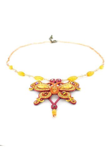 Braided Textile Necklace With Amber And Glass Beads The India, image , picture 3