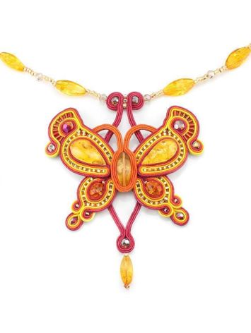 Braided Textile Necklace With Amber And Glass Beads The India, image , picture 2