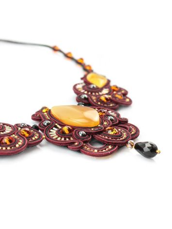 Glass Beads Braided Necklace With Amber And Crystals The India, image , picture 5