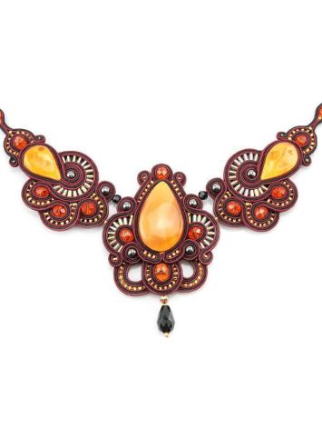 Glass Beads Braided Necklace With Amber And Crystals The India, image , picture 2