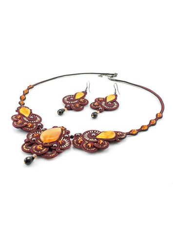 Glass Beads Braided Necklace With Amber And Crystals The India, image , picture 6