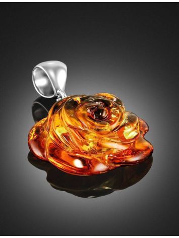 Carved Amber Rose Pendant in Sterling Silver The Rose, image , picture 2