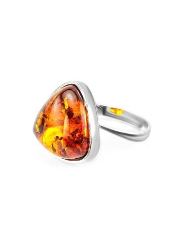 Triangle Silver Ring With Cognac Amber The Astoria, Ring Size: 5.5 / 16, image , picture 4
