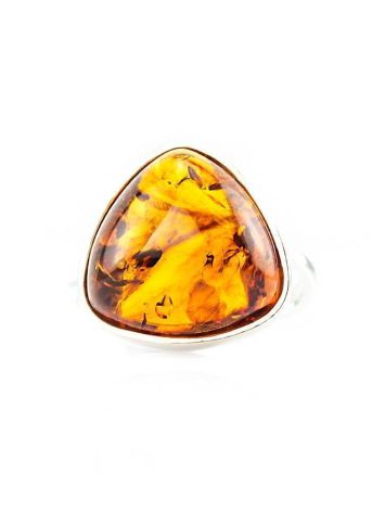 Triangle Silver Ring With Cognac Amber The Astoria, Ring Size: 5.5 / 16, image , picture 3