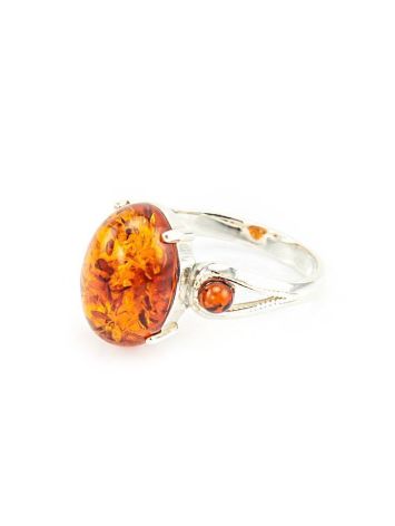 Oval Silver Ring With Cognac Amber The Prussia, Ring Size: 6 / 16.5, image , picture 4
