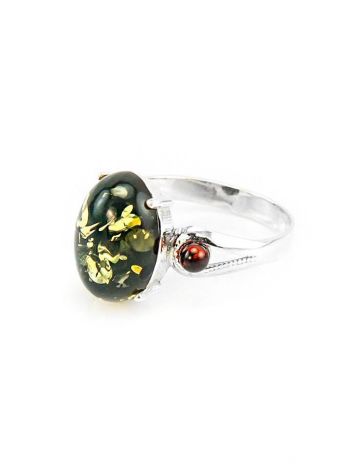 Wonderful Green Amber Ring In Sterling Silver The Prussia, Ring Size: 6 / 16.5, image , picture 3
