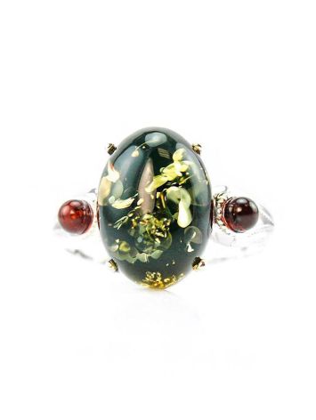 Wonderful Green Amber Ring In Sterling Silver The Prussia, Ring Size: 6 / 16.5, image , picture 4