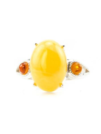 Bright Honey Amber Ring In Sterling Silver The Prussia, Ring Size: 11 / 20.5, image , picture 2