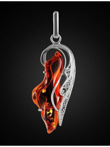 Bold Handmade Silver Pendant With Natural Cut Amber The Dew, image , picture 3