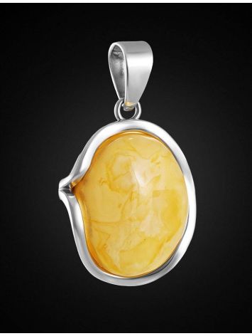 Oval Honey Amber Pendant In Sterling Silver The Lagoon, image , picture 2