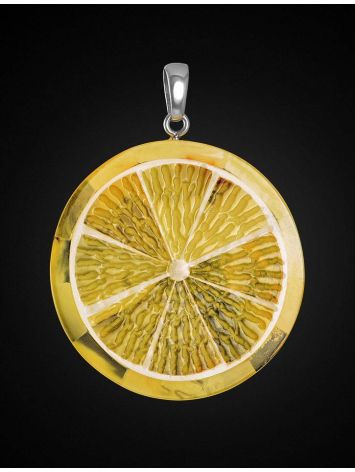 Round Amber Pendant In Sterling Silver The Orange, image , picture 3