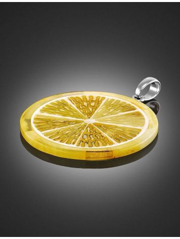 Round Amber Pendant In Sterling Silver The Orange, image , picture 2