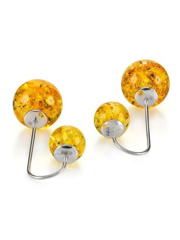 Asymmetric Silver Threader Earrings With Lemon Amber The Paris, image , picture 4