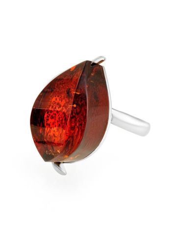 Saturated Cherry Amber Ring In Sterling Silver The Glow, Ring Size: 6.5 / 17, image , picture 3