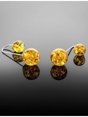 Asymmetric Silver Threader Earrings With Lemon Amber The Paris, image , picture 5