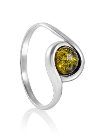 Charming Silver Ring With Green Amber The Berry, Ring Size: 8 / 18, image , picture 3