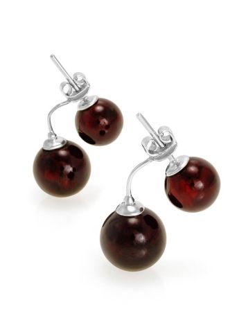 Cherry Amber Stud Earrings In Sterling Silver The Paris, image , picture 3