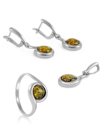 Charming Silver Ring With Green Amber The Berry, Ring Size: 8 / 18, image , picture 4