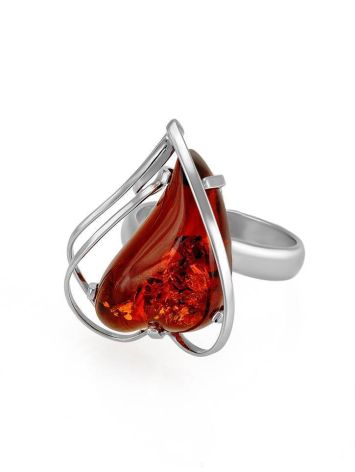 Adjustable Silver Ring With Cognac Amber The Rialto, Ring Size: Adjustable, image , picture 3