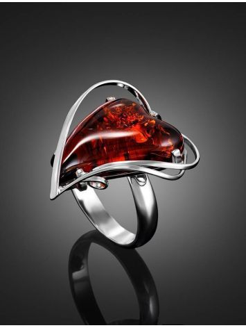 Adjustable Silver Ring With Cognac Amber The Rialto, Ring Size: Adjustable, image , picture 2