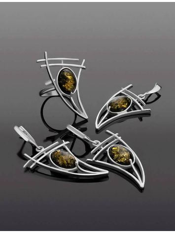 Green Amber Pendant In Sterling Silver The Sail, image , picture 4