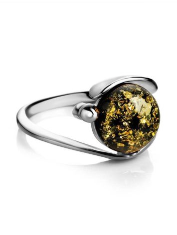 Sterling Silver Ring With Green Amber The Sphere, Ring Size: 9.5 / 19.5, image , picture 4