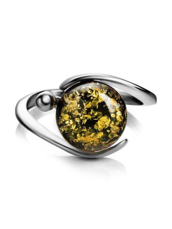 Sterling Silver Ring With Green Amber The Sphere, Ring Size: 11.5 / 21, image , picture 5
