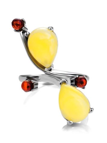 Sterling Silver Ring With Multicolor Amber The Symphony, Ring Size: 11 / 20.5, image , picture 4