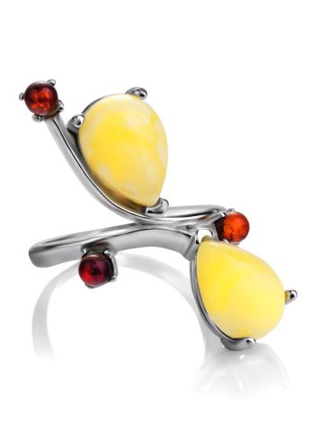 Sterling Silver Ring With Multicolor Amber The Symphony, Ring Size: 6 / 16.5, image , picture 5