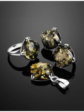 Green Amber Ring In Sterling Silver The Byzantium, Ring Size: 11.5 / 21, image , picture 5