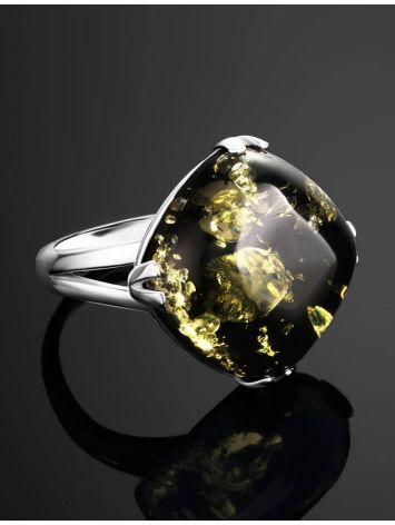 Green Amber Ring In Sterling Silver The Byzantium, Ring Size: 11.5 / 21, image , picture 2