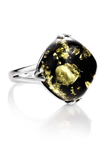 Green Amber Ring In Sterling Silver The Byzantium, Ring Size: 11.5 / 21, image , picture 4