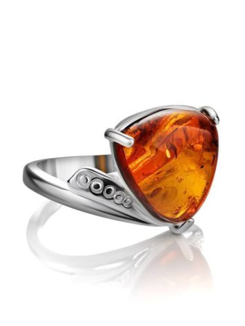 Sterling Silver Ring With Cognac Amber The Acapulco, Ring Size: 8 / 18, image , picture 4