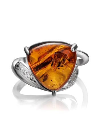 Sterling Silver Ring With Cognac Amber The Acapulco, Ring Size: 8 / 18, image , picture 5