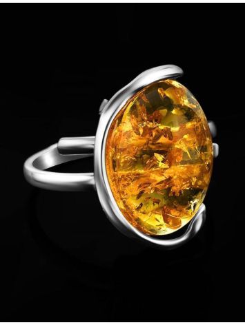 Adjustable Amber Ring In Sterling Silver The Vivaldi, Ring Size: Adjustable, image , picture 3